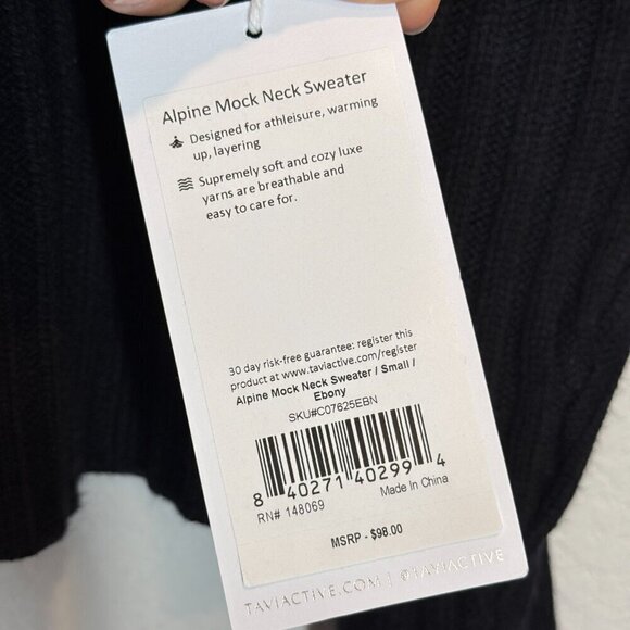 Black Tunic Sweater Mock Neck Ribbed Alpine Oversized Relaxed Small - Picture 5 of 10